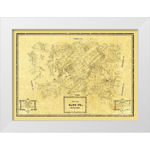 Hays County Texas - Arlitt 1861 White Modern Wood Framed Art Print by Arlitt