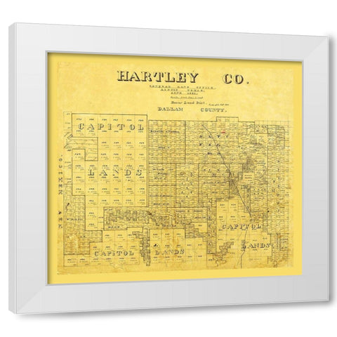 Hartley County Texas -1891 White Modern Wood Framed Art Print by Unknown