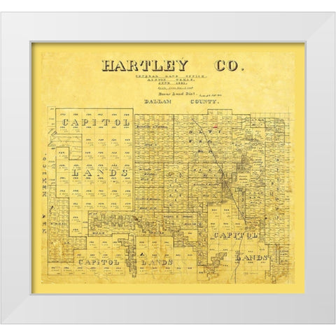 Hartley County Texas -1891 White Modern Wood Framed Art Print by Unknown
