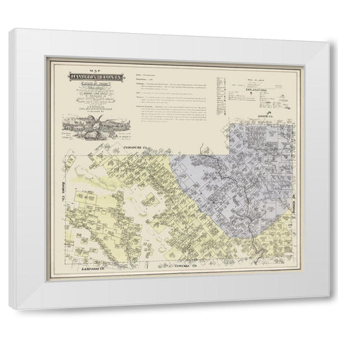 Hamilton County Texas - Roessler 1876 White Modern Wood Framed Art Print by Roessler