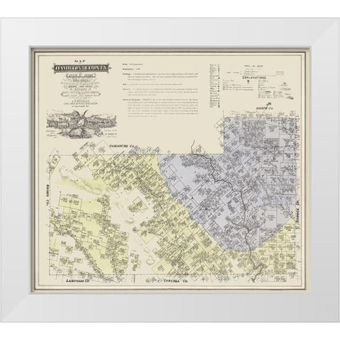 Hamilton County Texas - Roessler 1876 White Modern Wood Framed Art Print by Roessler