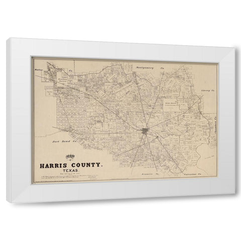 Harris County Texas - Walsh 1879 White Modern Wood Framed Art Print by Walsh