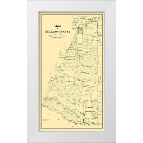 Hidalgo Texas - Land Office 1880 White Modern Wood Framed Art Print by Land Office