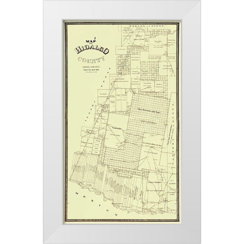 Hidalgo Texas - Land Office 1896 White Modern Wood Framed Art Print by Land Office