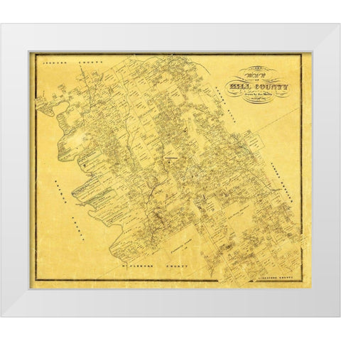Hill County Texas - Martin 1857 White Modern Wood Framed Art Print by Martin