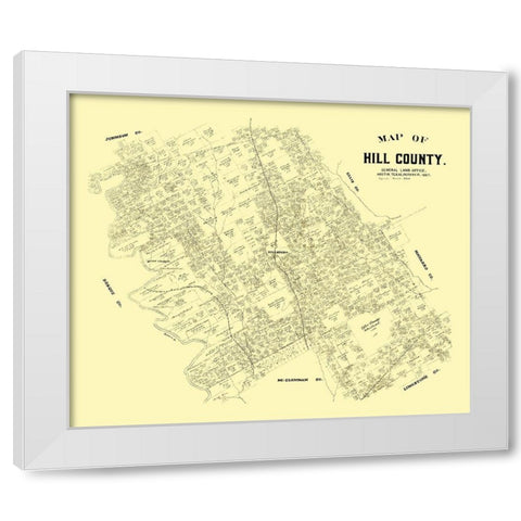 Hill County Texas - 1882 White Modern Wood Framed Art Print by Unknown