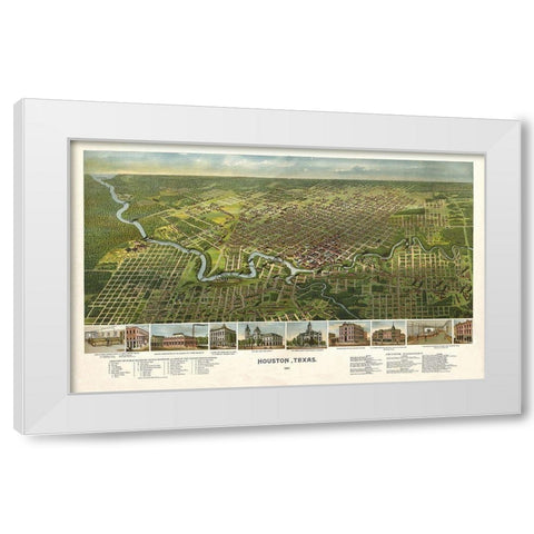 Houston Texas - 1891 White Modern Wood Framed Art Print by Unknown