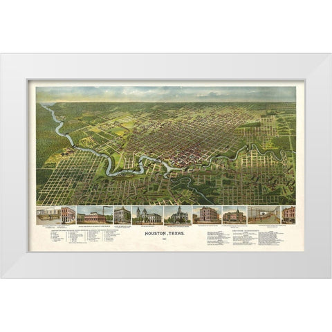 Houston Texas - 1891 White Modern Wood Framed Art Print by Unknown