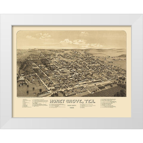 Honey Grove Texas - Norris 1886 White Modern Wood Framed Art Print by Norris