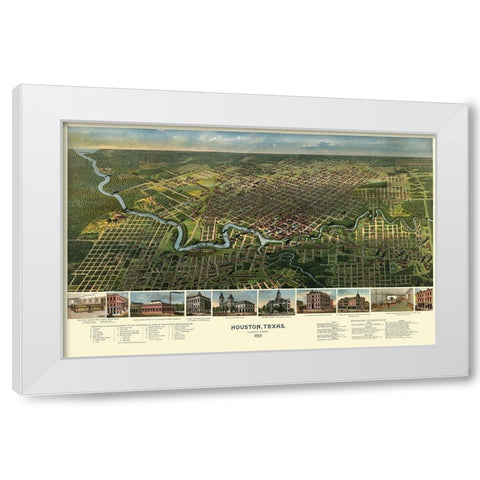Houston Texas - Westyard 1891 White Modern Wood Framed Art Print by Westyard
