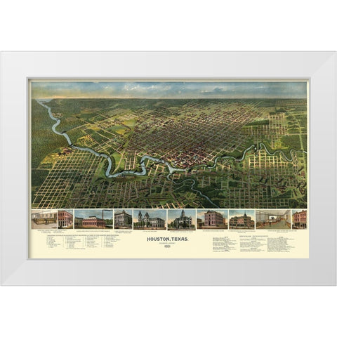 Houston Texas - Westyard 1891 White Modern Wood Framed Art Print by Westyard