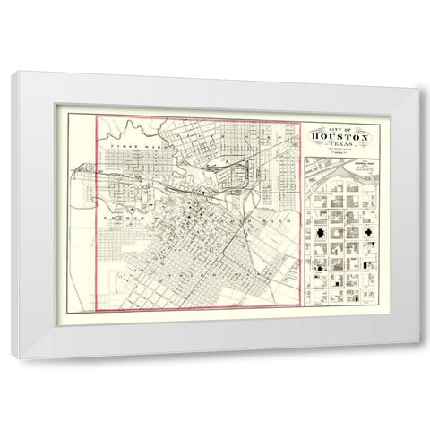 Houston Texas - 1884 White Modern Wood Framed Art Print by Unknown