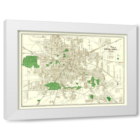 Houston Texas - Evans 1937 White Modern Wood Framed Art Print by Evans