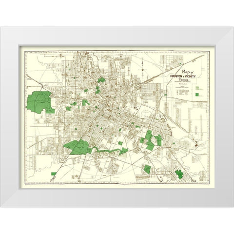 Houston Texas - Evans 1937 White Modern Wood Framed Art Print by Evans