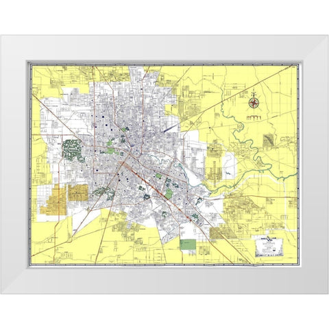 Houston Texas - Ashburn 1950 White Modern Wood Framed Art Print by Ashburn