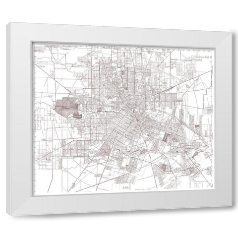 Houston Texas - Bracey 1945 White Modern Wood Framed Art Print by Bracey
