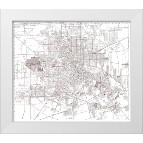Houston Texas - Bracey 1945 White Modern Wood Framed Art Print by Bracey
