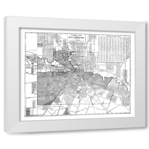 Houston Texas - Blue 1920 White Modern Wood Framed Art Print by Blue
