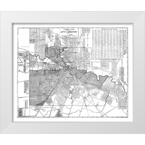 Houston Texas - Blue 1920 White Modern Wood Framed Art Print by Blue