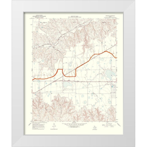 Hoover Texas Quad - USGS 1969 White Modern Wood Framed Art Print by USGS