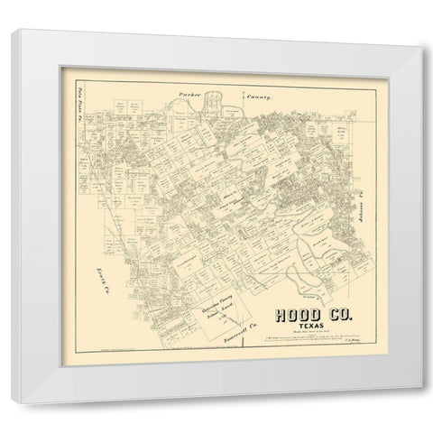 Hood County Texas - Walsh 1879 White Modern Wood Framed Art Print by Walsh