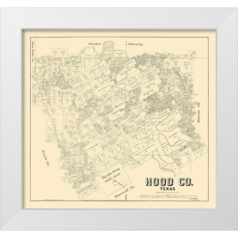 Hood County Texas - Walsh 1879 White Modern Wood Framed Art Print by Walsh