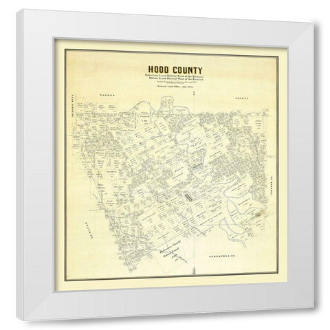 Hood County Texas - 1884 White Modern Wood Framed Art Print by Unknown