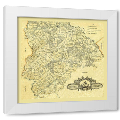 Houston County Texas - 1868 White Modern Wood Framed Art Print by Unknown