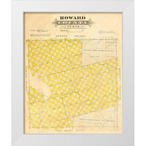 Howard County Texas - Marshall 1870 White Modern Wood Framed Art Print by Marshall