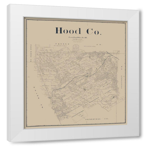 Hood County Texas - Beaumont 1893 White Modern Wood Framed Art Print by Beaumont