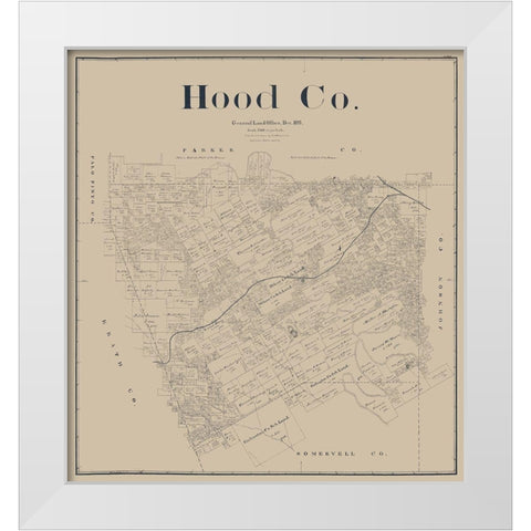 Hood County Texas - Beaumont 1893 White Modern Wood Framed Art Print by Beaumont