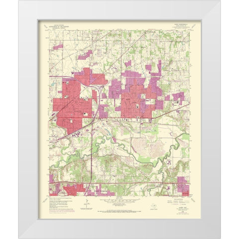 Hurst Texas Quad - USGS 1969 White Modern Wood Framed Art Print by USGS