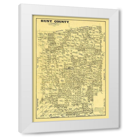 Hunt County Texas - Walsh 1879 White Modern Wood Framed Art Print by Walsh