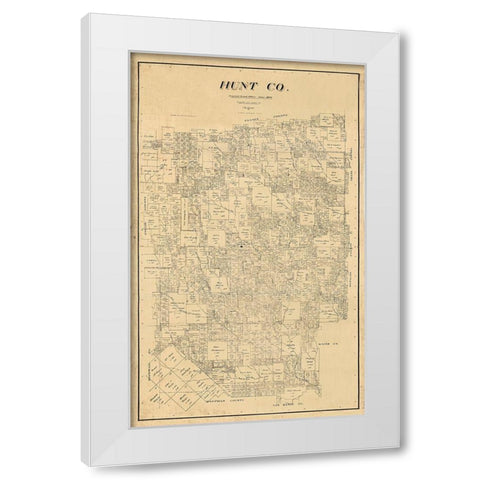 Hunt County Texas - Pressler 1894 White Modern Wood Framed Art Print by Pressler