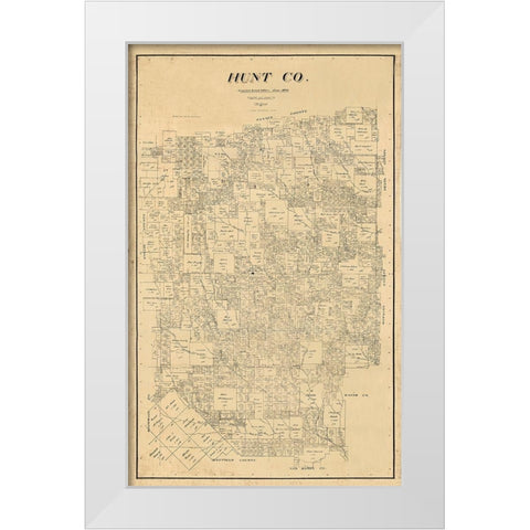 Hunt County Texas - Pressler 1894 White Modern Wood Framed Art Print by Pressler