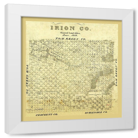Irion County Texas - 1889 White Modern Wood Framed Art Print by Unknown