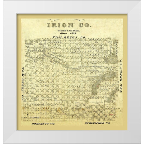 Irion County Texas - 1889 White Modern Wood Framed Art Print by Unknown