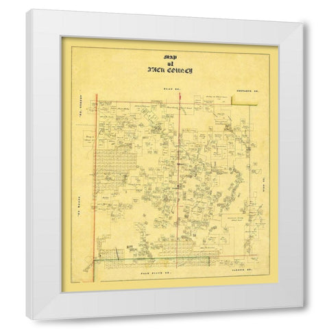 Jack County Texas - 1868 White Modern Wood Framed Art Print by Unknown