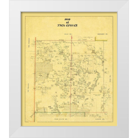 Jack County Texas - 1868 White Modern Wood Framed Art Print by Unknown