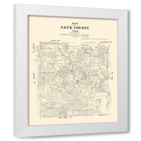 Jack County Texas - Walsh 1879 White Modern Wood Framed Art Print by Walsh