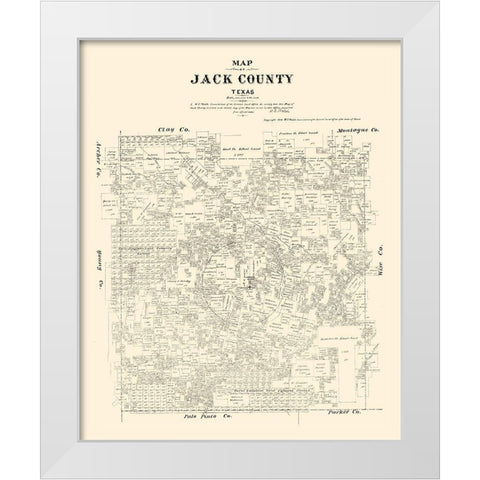Jack County Texas - Walsh 1879 White Modern Wood Framed Art Print by Walsh