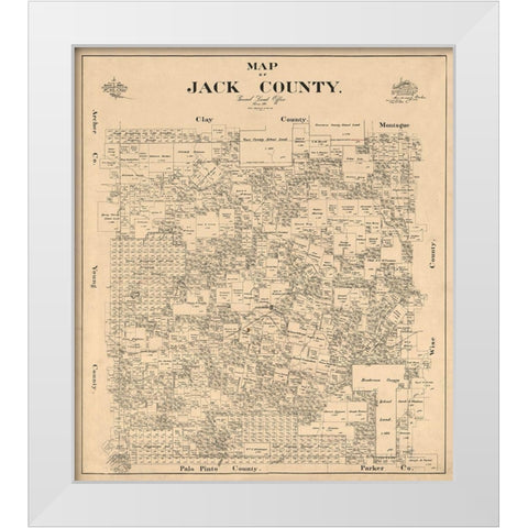 Jack County Texas - Baker 1896 White Modern Wood Framed Art Print by Baker