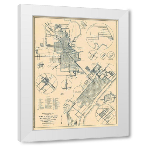 Jefferson Texas - Highway Dept 1936 White Modern Wood Framed Art Print by Highway Dept
