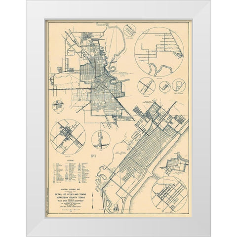 Jefferson Texas - Highway Dept 1936 White Modern Wood Framed Art Print by Highway Dept