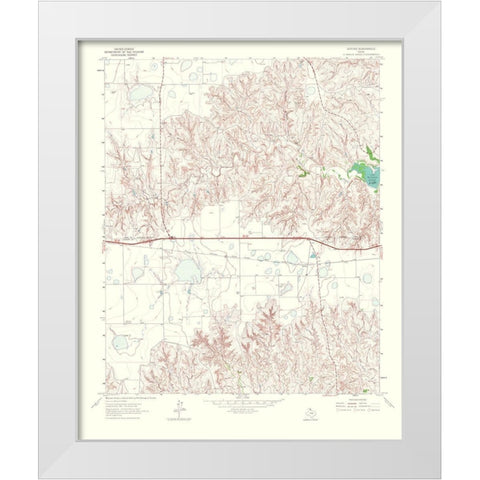 Jericho Texas Quad - USGS 1967 White Modern Wood Framed Art Print by USGS