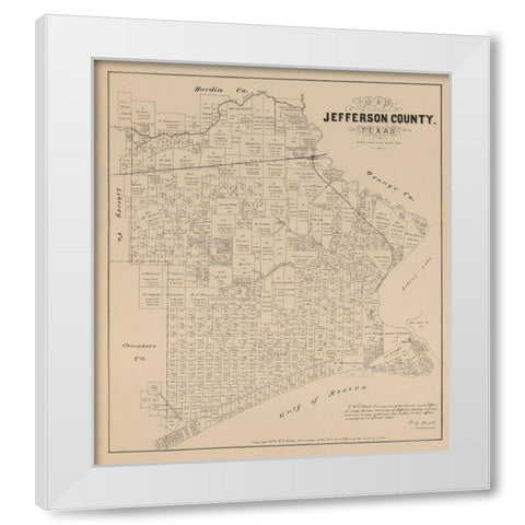 Jefferson County Texas - Walsh 1879 White Modern Wood Framed Art Print by Walsh