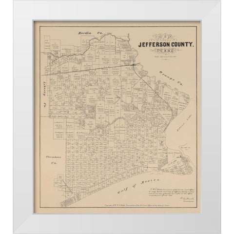 Jefferson County Texas - Walsh 1879 White Modern Wood Framed Art Print by Walsh