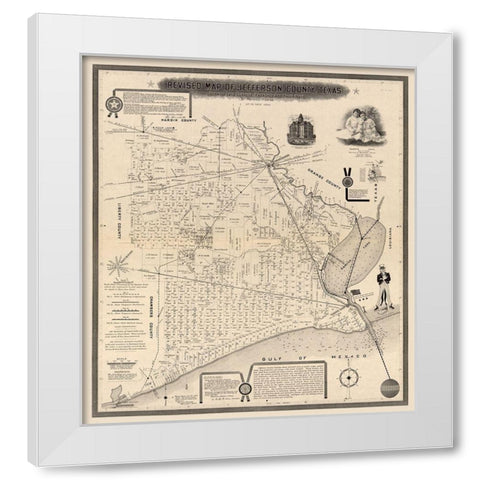 Jefferson County Texas - Higgins 1898 White Modern Wood Framed Art Print by Higgins