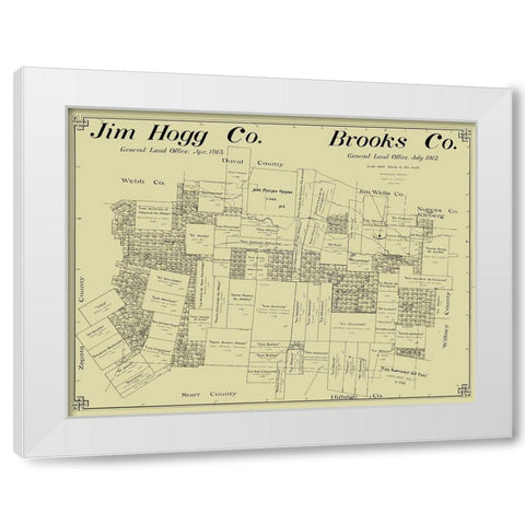 Jim Hogg and Brooks County Texas - McDonald 1912 White Modern Wood Framed Art Print by McDonald