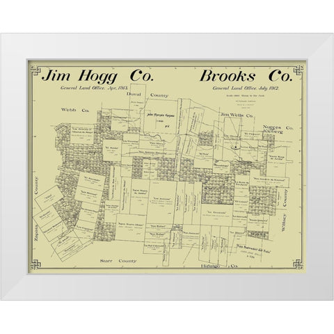 Jim Hogg and Brooks County Texas - McDonald 1912 White Modern Wood Framed Art Print by McDonald